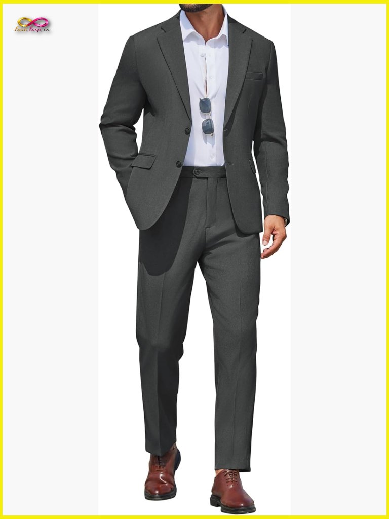 Slim Fit Two Button Suit Set Elegant Business Formal Wedding Tuxedo